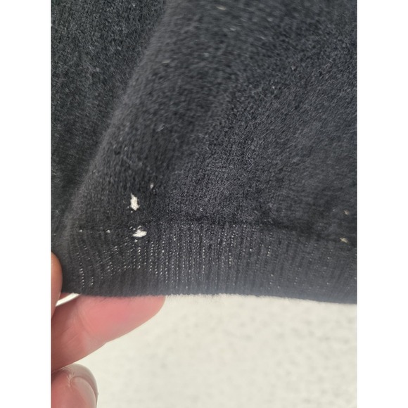 Liz Claiborne Cardigan Sweater 100 Cashmere 2-Ply Ws L Solid Blk Perforated READ - Picture 9 of 12